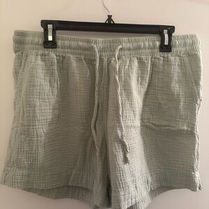 Serra Sage Green Gauze Drawstring Shorts